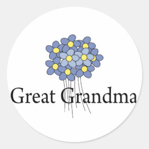 Sticker Rond Jolie Fleur Bleue Grand Grand T-shirt grand-mère