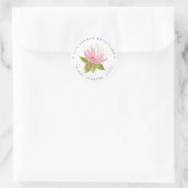 Sticker Rond Jolie fleur succulente rose verte Adresse de retou (Sac)