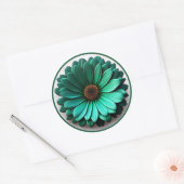 Sticker Rond Jolie Fleur verte #1 (Enveloppe)