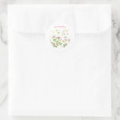 Sticker Rond Jolie Fleurs sauvages Daisy Carnation rose (Sac)