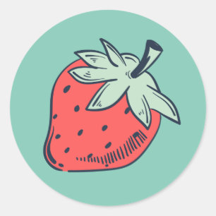 Sticker Rond Jolie fraise dessinée à la main