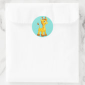 Sticker Rond Jolie Giraffe animée (Sac)