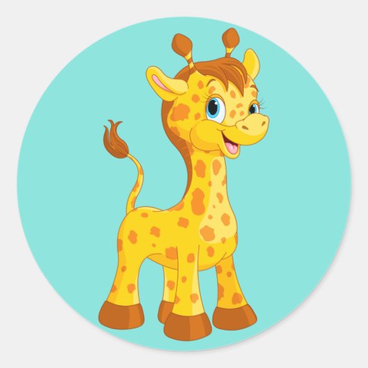 Sticker Rond Jolie Giraffe animée (Devant)