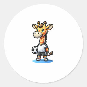 Sticker Rond Jolie Giraffe Joueuse De Football.