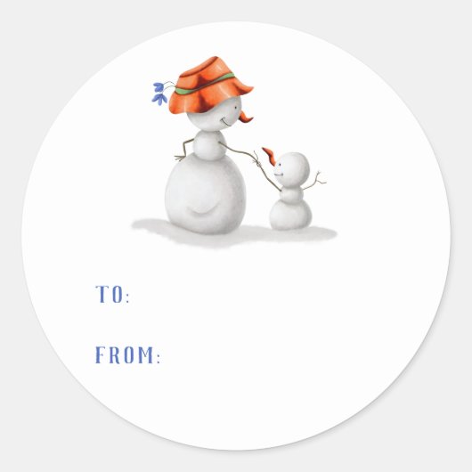 Sticker Rond Jolie Grand-Mère Snowman Noël À De (Devant)