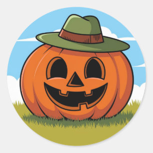 Sticker Rond Jolie halloween citrouille jack o'lantern