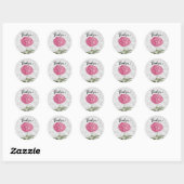 Sticker Rond Jolie Hydrangea Rose Vintage Style Merci (Feuille)