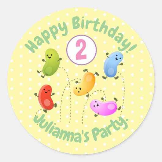 Sticker Rond Jolie jellybeans bondissant dessin animé (Devant)