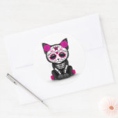 Sticker Rond Jolie journée rose du chat Kitten Mort, blanc (Enveloppe)