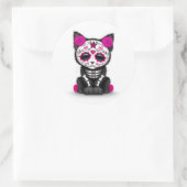 Sticker Rond Jolie journée rose du chat Kitten Mort, blanc (Sac)