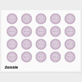 Sticker Rond Jolie Lavande Purple Quatrefoil Nom Monogrammé (Feuille)