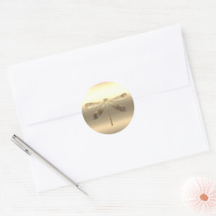 Sticker Rond Jolie libellule d'or