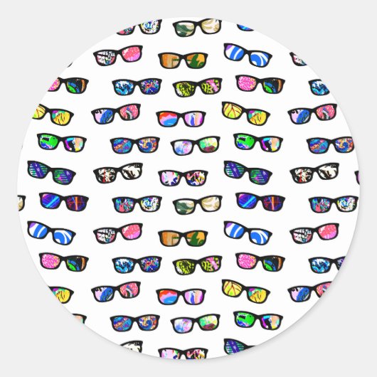 Sticker Rond Jolie lunettes colorées motif (Devant)
