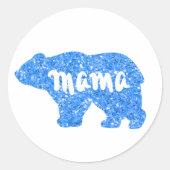 Sticker Rond Jolie maman ours bleu scintillant design pour elle (Devant)