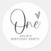 Sticker Rond JOLIE Modern Boho One Heart Premier Anniversaire (Devant)
