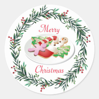 Sticker Rond Jolie Noël Conditionnement de biscuits