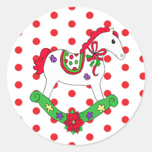 Sticker Rond Jolie Noël Rocse Horse Holiday