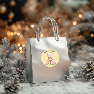 Sticker Rond Jolie ours en peluche de Noël