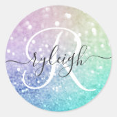 Sticker Rond Jolie Parties scintillant Holographique Fille Glam (Devant)