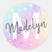 Sticker Rond Jolie Parties scintillant Holographique Fille Glam (Devant)