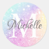 Sticker Rond Jolie Parties scintillant Holographique Fille Glam (Devant)
