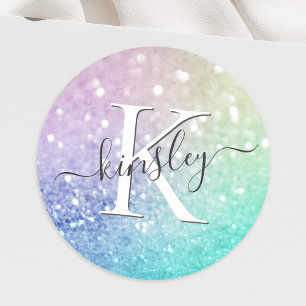 Sticker Rond Jolie Parties scintillant Holographique Fille Glam