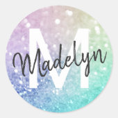 Sticker Rond Jolie Parties scintillant Holographique Fille Glam (Devant)