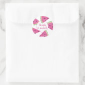 Sticker Rond Jolie Pastèque Tropicale Rose Merci (Sac)