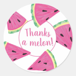 Sticker Rond Jolie Pastèque Tropicale Rose Merci