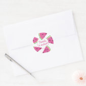 Sticker Rond Jolie Pastèque Tropicale Rose Merci (Enveloppe)