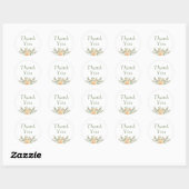 Sticker Rond Jolie Pêche et Mariage floral blanc (Feuille)