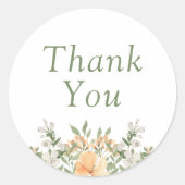 Sticker Rond Jolie Pêche et Mariage floral blanc (Devant)