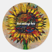 Sticker Rond Jolie peinture Abstraite de tournesol (Devant)