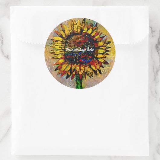 Sticker Rond Jolie peinture Abstraite de tournesol (Sac)