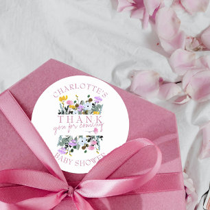 Sticker Rond Jolie pelouse de fleurs sauvages merci d'être venu