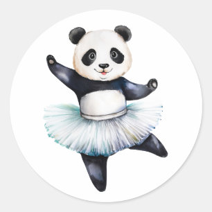 Sticker Rond Jolie petite ballerine panda danse ballet