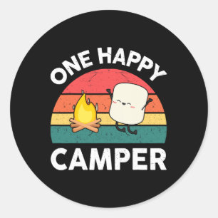 Sticker Rond Jolie petite campeuse heureuse enfant fille Marshm