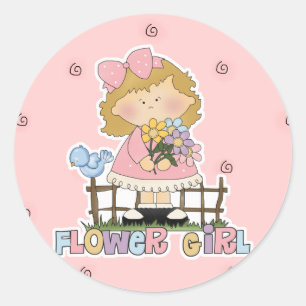 Sticker Rond Jolie petite fille aux fleurs