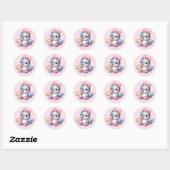 Sticker Rond Jolie petite fille dauphin (Feuille)