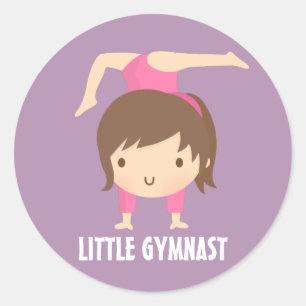 Sticker Rond Jolie petite fille gymnaste Pose de gymnastique