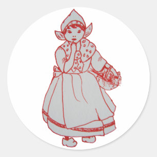 Sticker Rond Jolie petite fille hollandaise