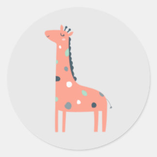 Sticker Rond Jolie petite girafe dormir