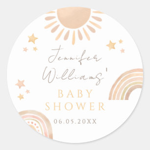 Sticker Rond Jolie petite pluie de soleil Baby shower arc-en-ci