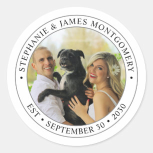 Sticker Rond Jolie photo personnalisée de mariage d'animal de c