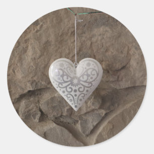 Sticker Rond Jolie Pierre en forme de coeur