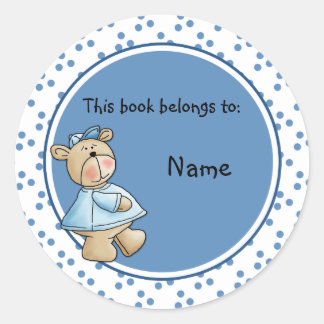 Sticker Rond Jolie plaque d'enregistrement pour bébé en peluche