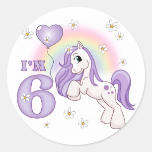 Sticker Rond Jolie Pony 6e anniversaire