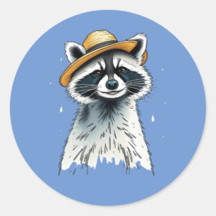 Sticker Rond Jolie poubelle Racoon