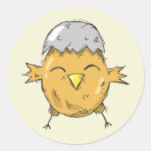 Sticker Rond Jolie poussette de Pâques avec dessin de coquille (Devant)