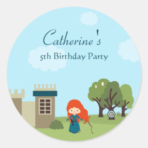 Sticker Rond Jolie princesse écossaise filles fête d'anniversai